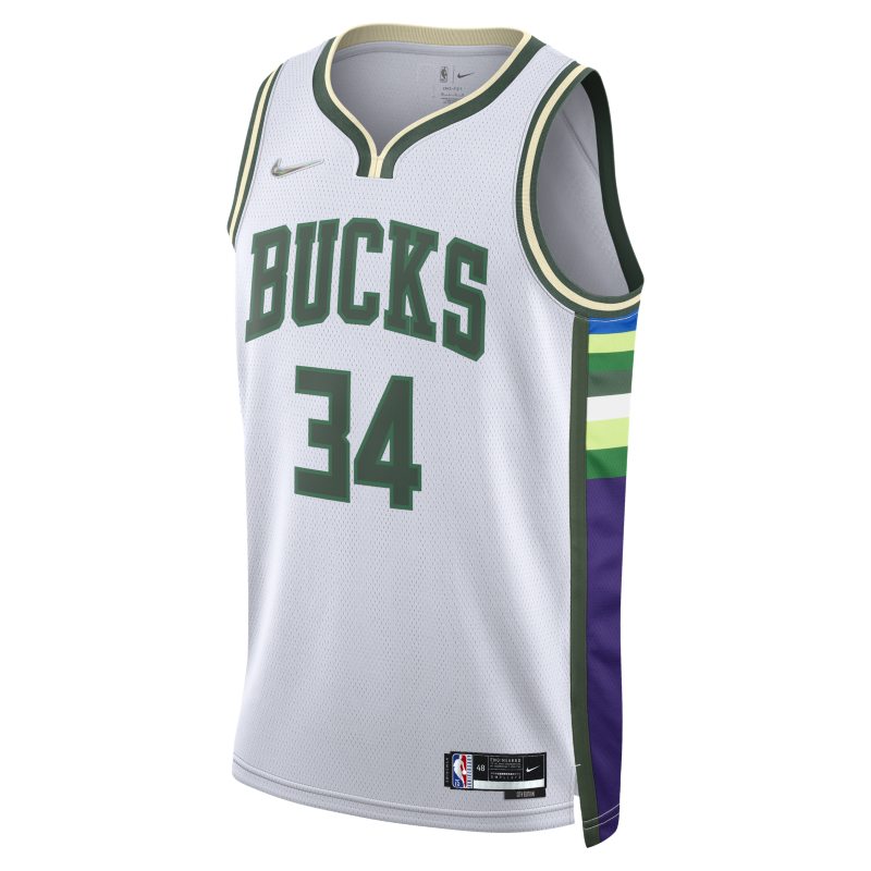 Milwaukee Bucks City Edition Nike Dri-FIT NBA Swingman-jersey - Vit