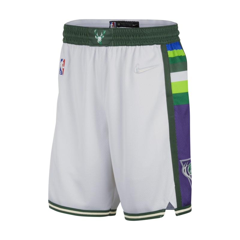 Shorts Milwaukee Bucks City Edition Nike Dri-FIT NBA Swingman för män - Vit