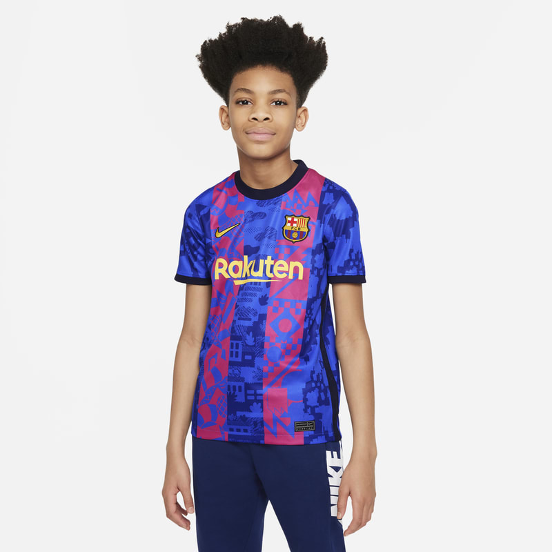 F.C. Barcelona 2021/22 Stadium Third Older Kids' Nike Dri-FIT Football Shirt - Blue