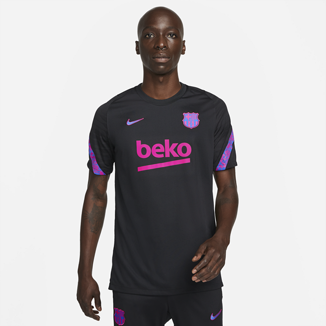 фото Мужская игровая футболка с коротким рукавом nike dri-fit fc barcelona strike - черный