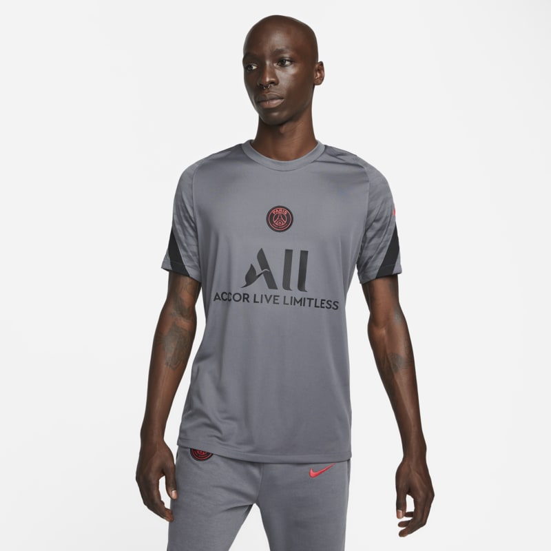 Męska koszulka piłkarska z krótkim rękawem Paris Saint-Germain Strike Nike Dri-FIT - Szary