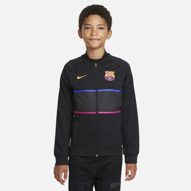 Dresowa bluza piłkarska dla dużych dzieci FC Barcelona - Czerń
