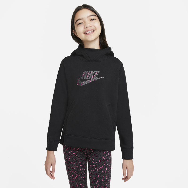 Bluza z kapturem dla dużych dzieci (dziewcząt) Nike Sportswear - Czerń