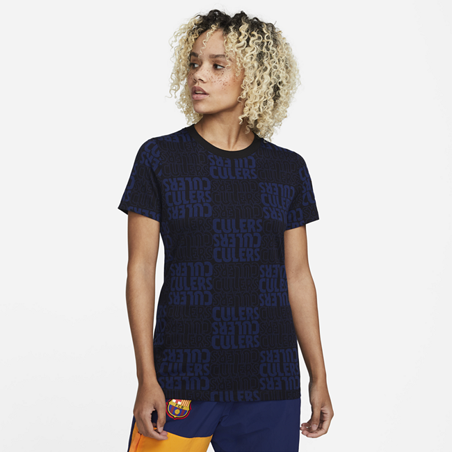 Женская игровая футболка из формы ФК «Барселона» - Черный
