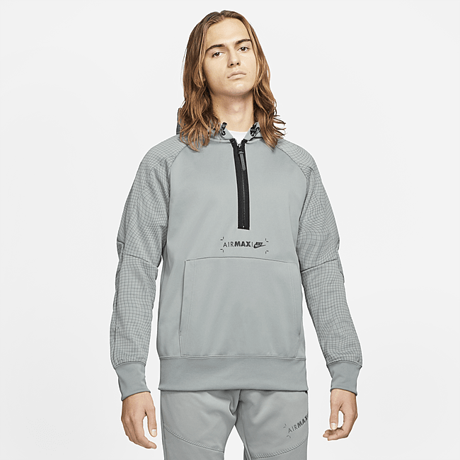 фото Мужская флисовая худи с молнией 1/2 nike sportswear air max - серый