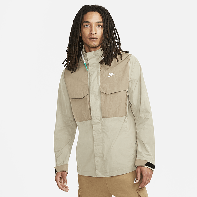 фото Мужская куртка m65 с капюшоном без подкладки nike sportswear premium essentials - коричневый