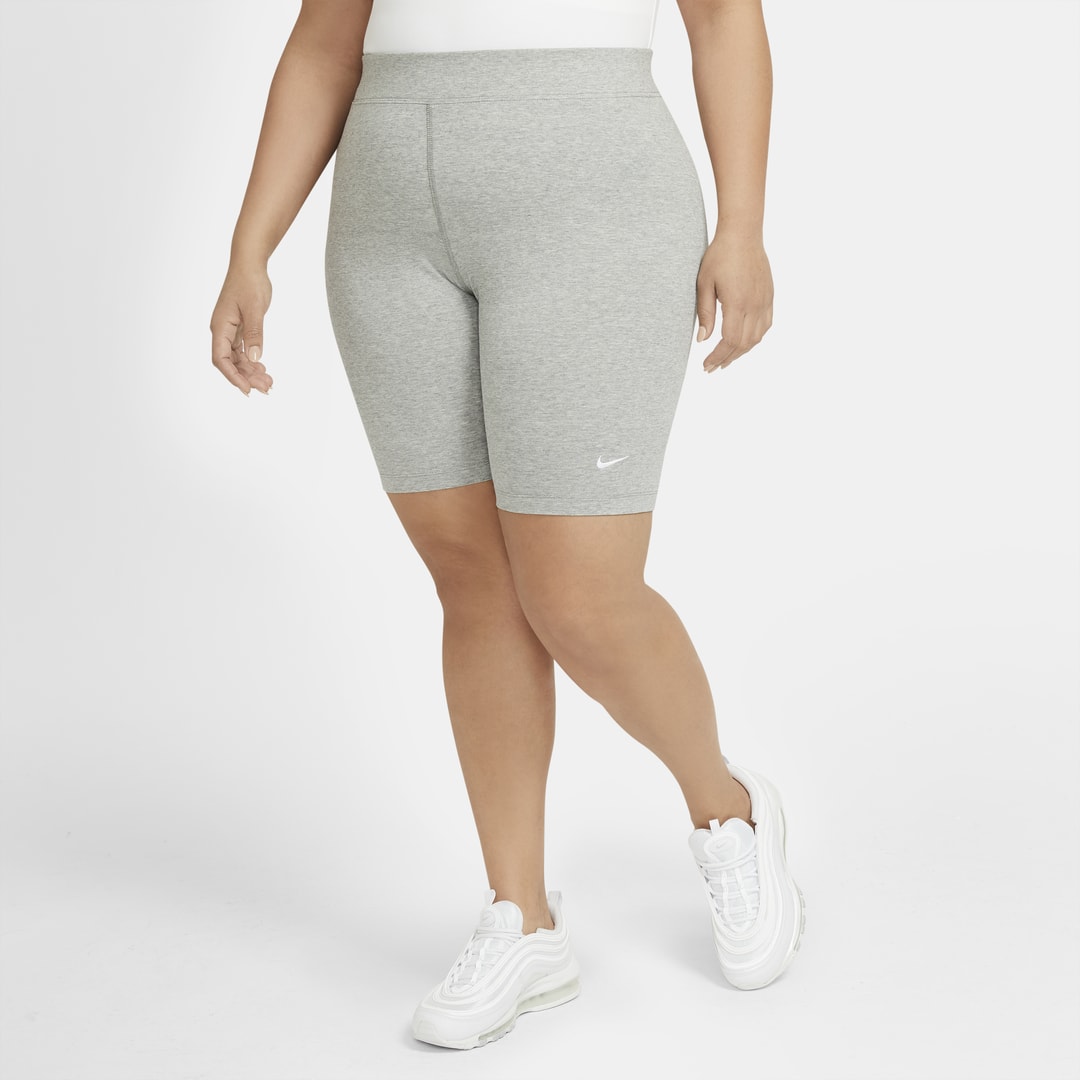 Shop Nike Women's  Sportswear Essential Mid-rise Bike Shorts (plus Size) In Grey