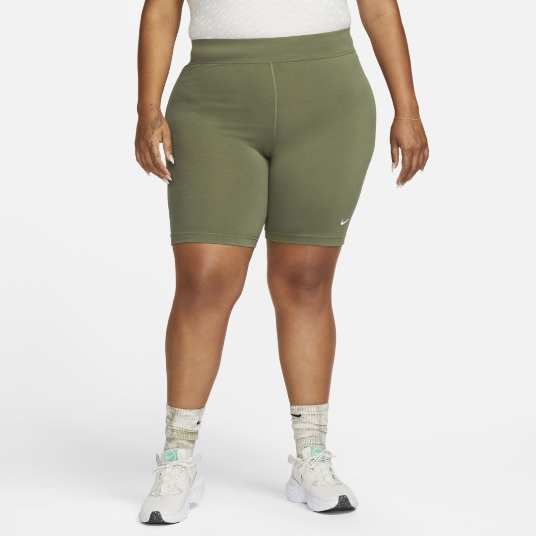 Nike Sportswear Essential Women's Mid-rise Bike Shorts In Medium Olive,white