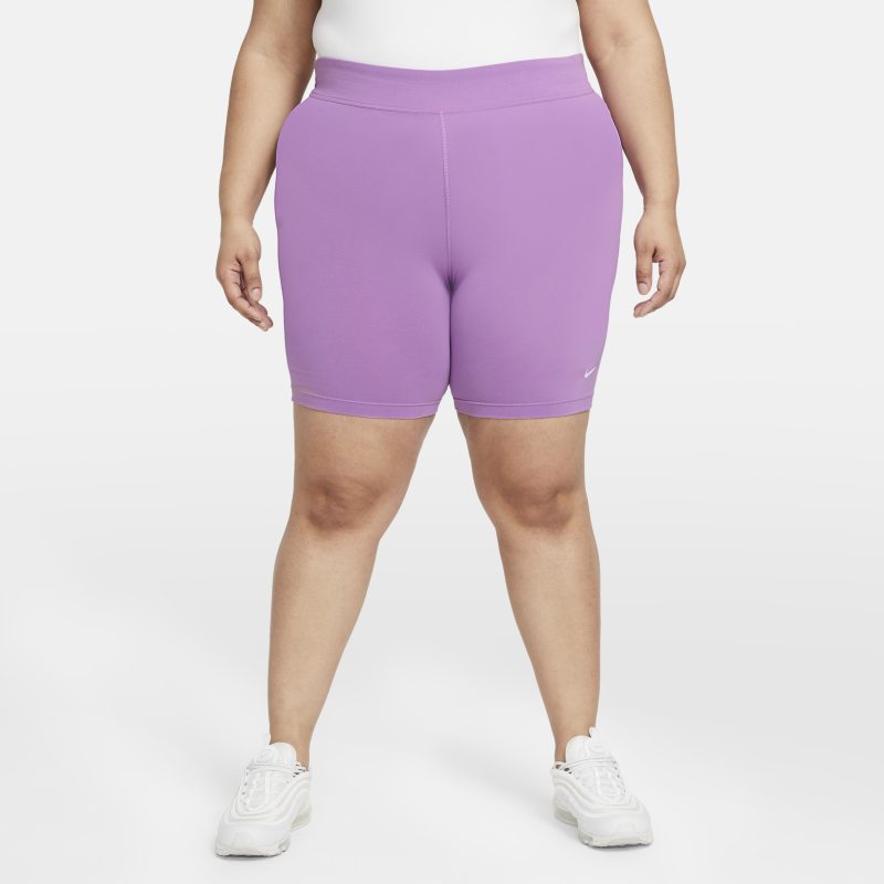 Spodenki damskie do jazdy na rowerze ze średnim stanem Nike Sportswear Essential (duże rozmiary) - Fiolet