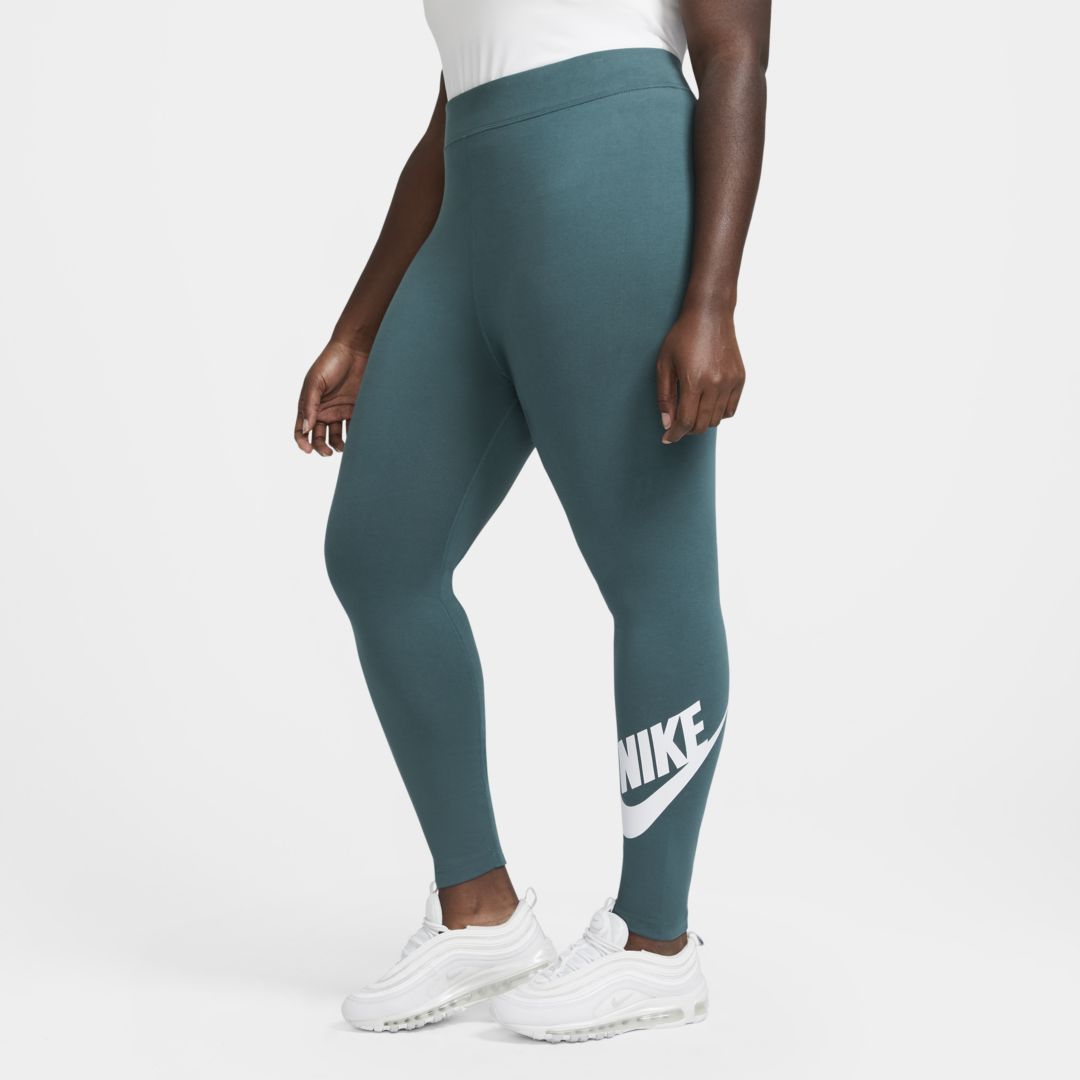 Nike Sportswear Essential Women's High-rise Leggings In Dark Teal Green,white