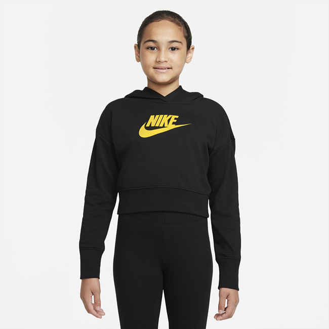 Укороченная худи из трикотажа френч терри для девочек школьного возраста Nike Sportswear Club - Черный