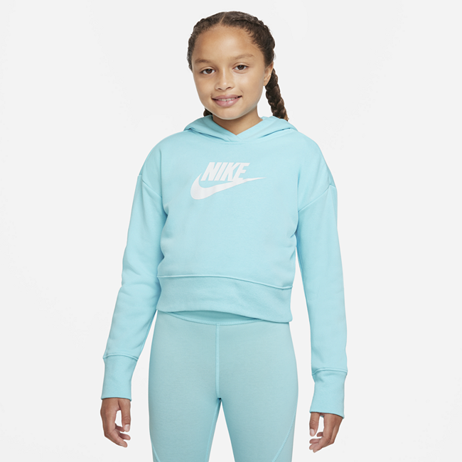 Укороченная худи из трикотажа френч терри для девочек школьного возраста Nike Sportswear Club - Синий