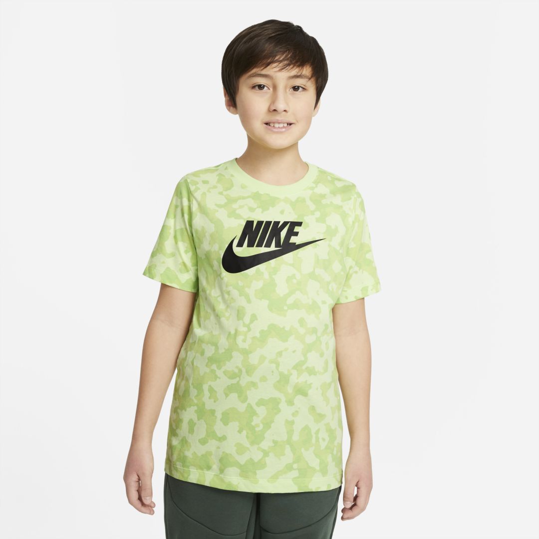 Nike Sportswear Big Kids' Printed T-shirt In Light Liquid Lime
