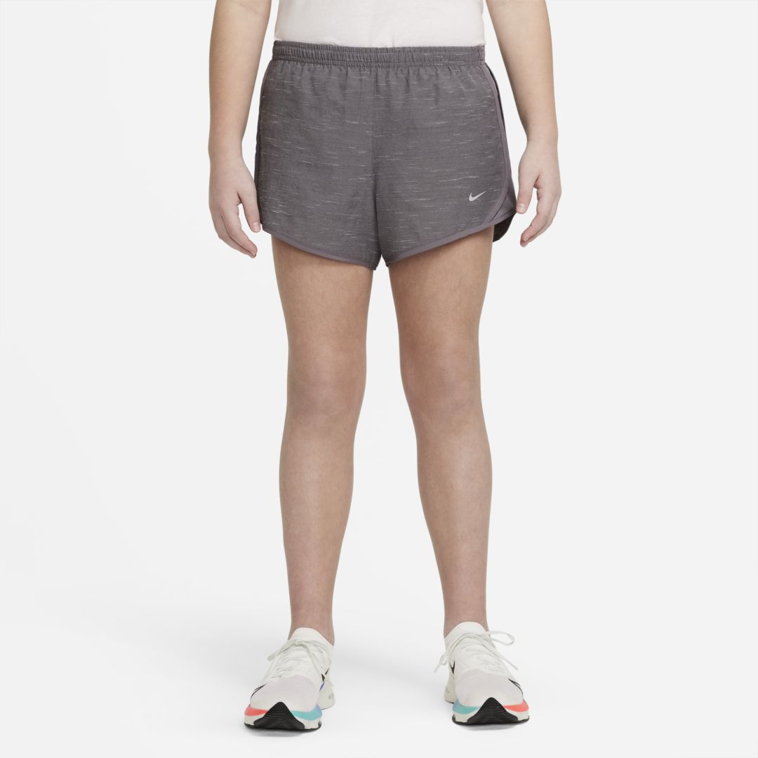 Nike Dri-fit Tempo Big Kids' Running Shorts (extended Size) In Gunsmoke,heather,gunsmoke,wolf Grey