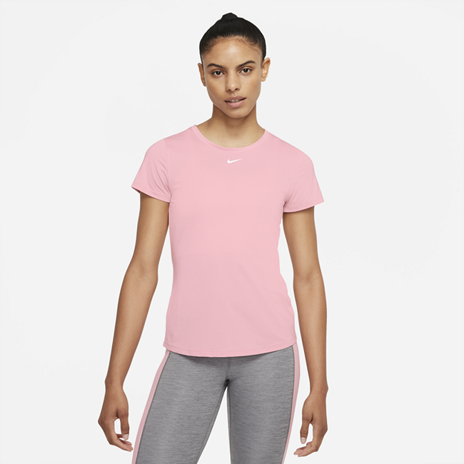 фото Женская футболка с коротким рукавом с плотной посадкой nike dri-fit one - розовый