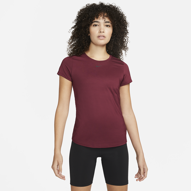 фото Женская футболка с коротким рукавом с плотной посадкой nike dri-fit one - красный