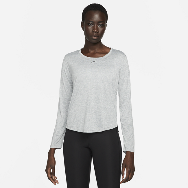 фото Женская футболка с длинным рукавом и стандартной посадкой nike dri-fit one - серый