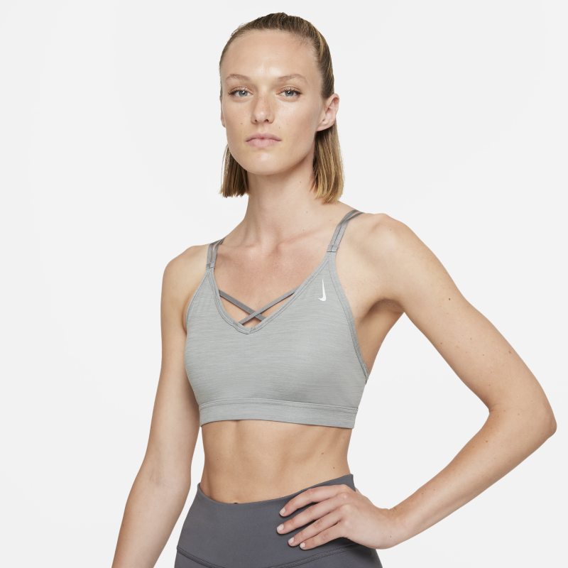 Nike Yoga Dri-FIT Indy Women's Light-Support Padded Strappy Sports Bra - Grey