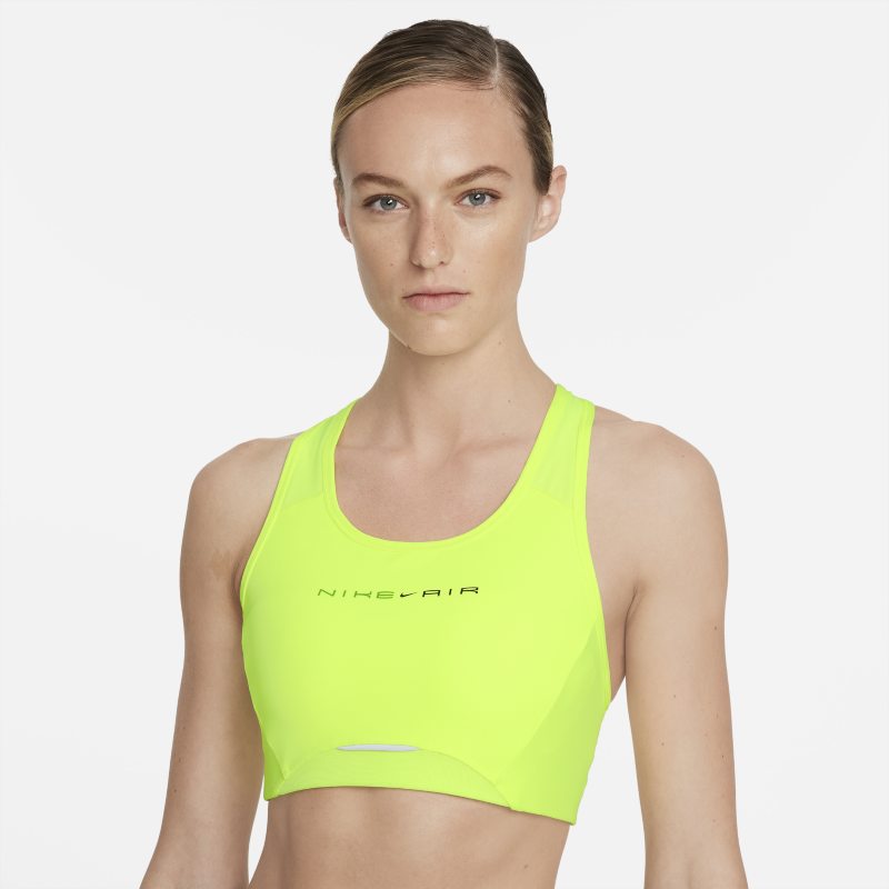 Nike Air Dri-FIT Swoosh Women's Medium-Support 1-Piece Pad Reflective-Design Sports Bra - Yellow