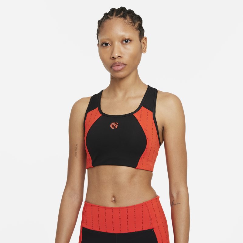 Nike Dri-FIT Swoosh Icon Clash Women's Medium-Support 1-Piece Pad Keyhole Sports Bra - Black