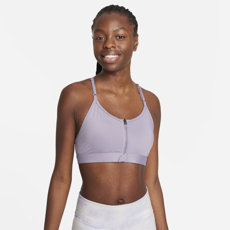 Nike Dri-FIT Indy Zip-Front Women's Light-Support Padded Sports Bra - Purple