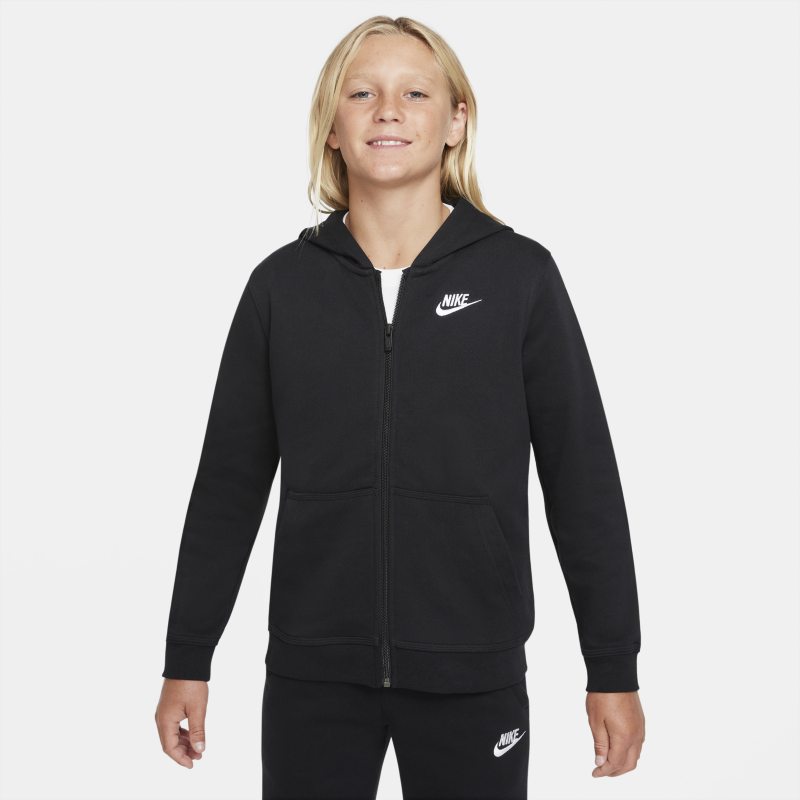Nike Sportswear Club Sudadera con capucha y cremallera completa de tejido French terry - Niño - Negro Nike