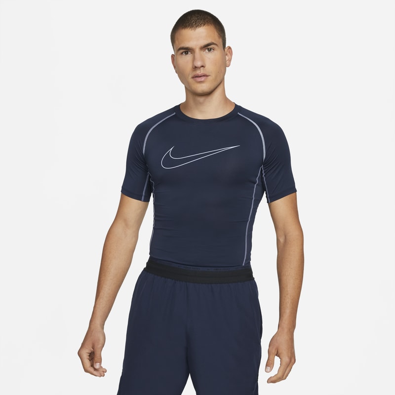 Męska koszulka z krótkim rękawem o przylegającym kroju Nike Pro Nike Pro Dri-FIT - Niebieski