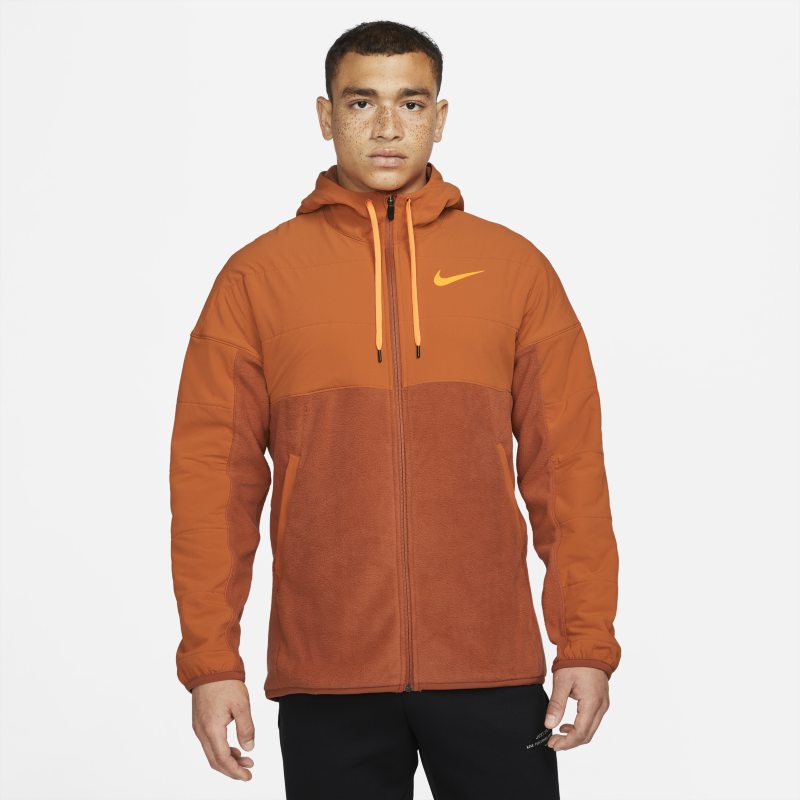 Nike Therma-FIT Sudadera con capucha de entrenamiento con cremallera completa para el invierno - Hombre - Naranja Nike