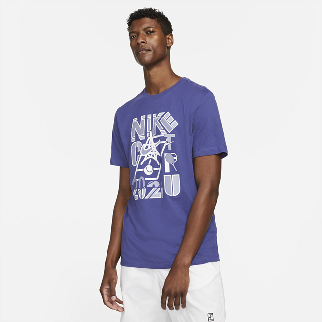 фото Мужская теннисная футболка nikecourt - пурпурный