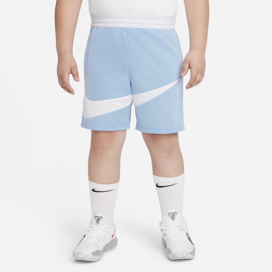 Nike Elite Big Kids' Graphic Basketball Shorts (extended Size) In Psychic Blue,football Grey,white
