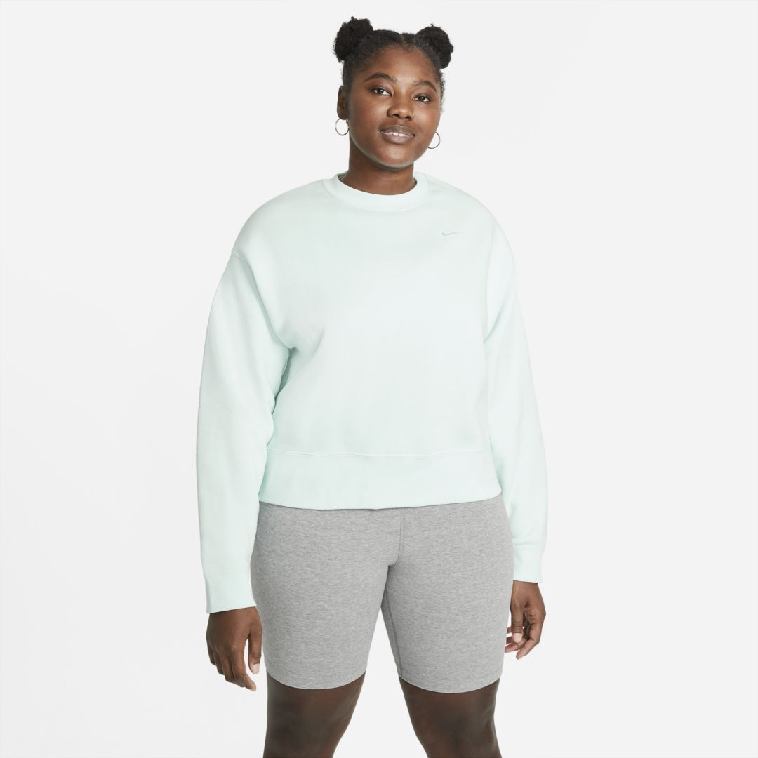 Nike Sportswear Essential Women's Fleece Crew Sweatshirt In Barely Green,white