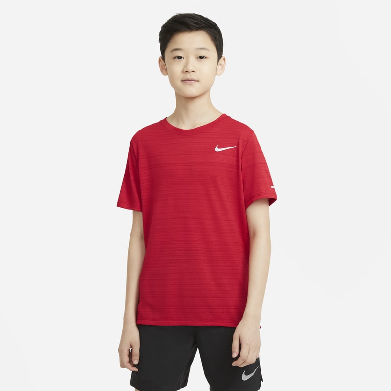 Koszulka treningowa dla dużych dzieci (chłopców) Nike Dri-FIT Miler - Czerwony