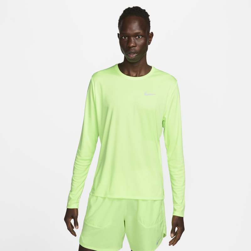 Långärmad löpartopp Nike Dri-FIT Miler för män - Grön