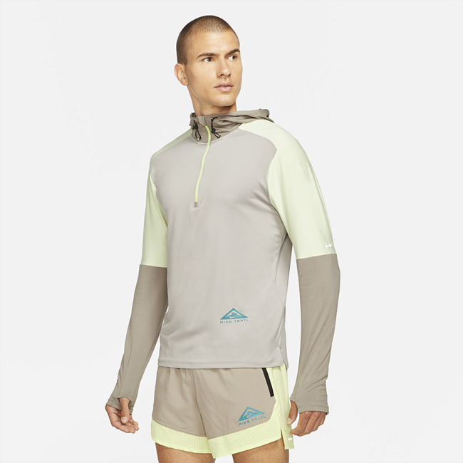 фото Мужская футболка для трейлраннинга с молнией на половину длины nike dri-fit trail element - серый