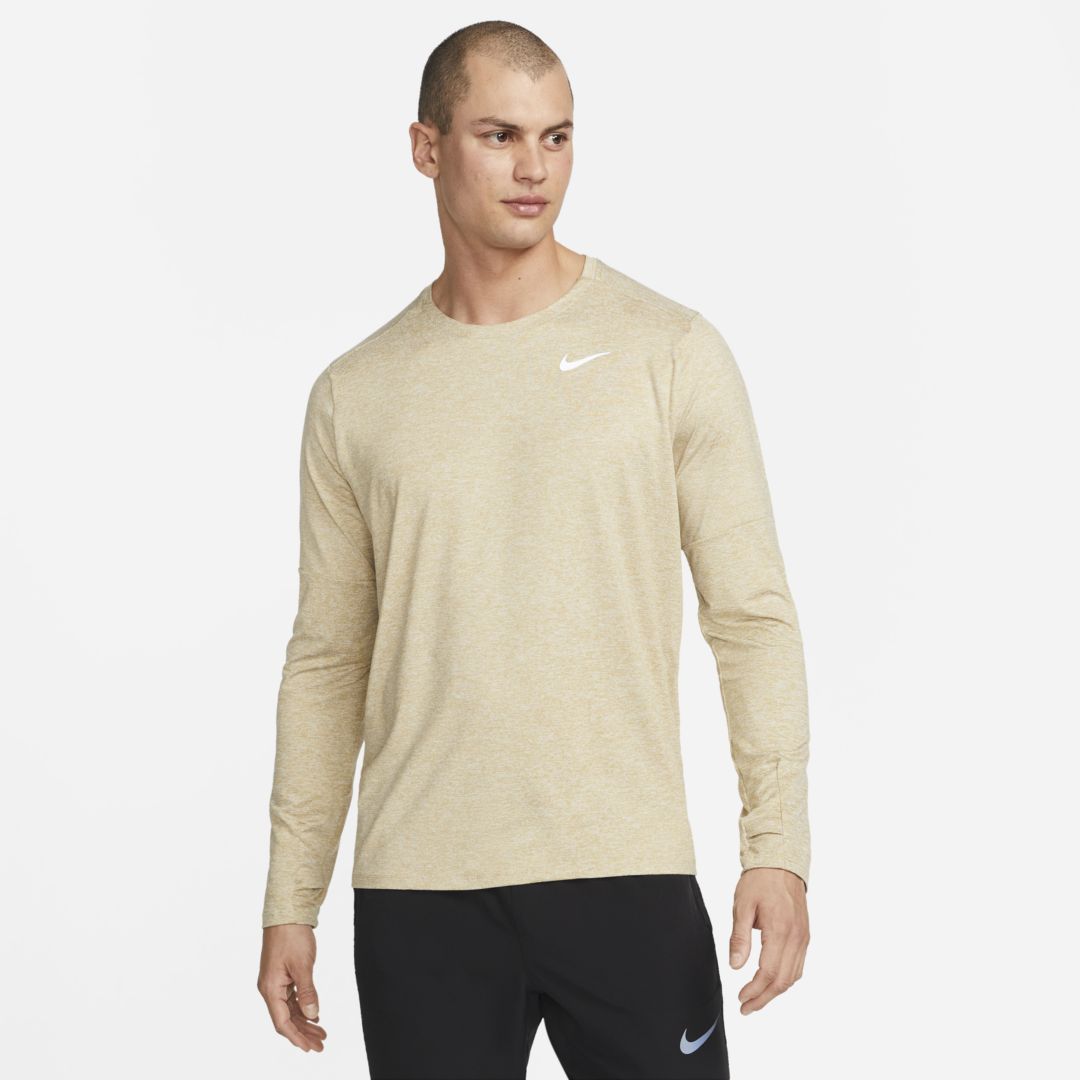 Nike Dri-fit Element Men's Running Crew In Limestone,white