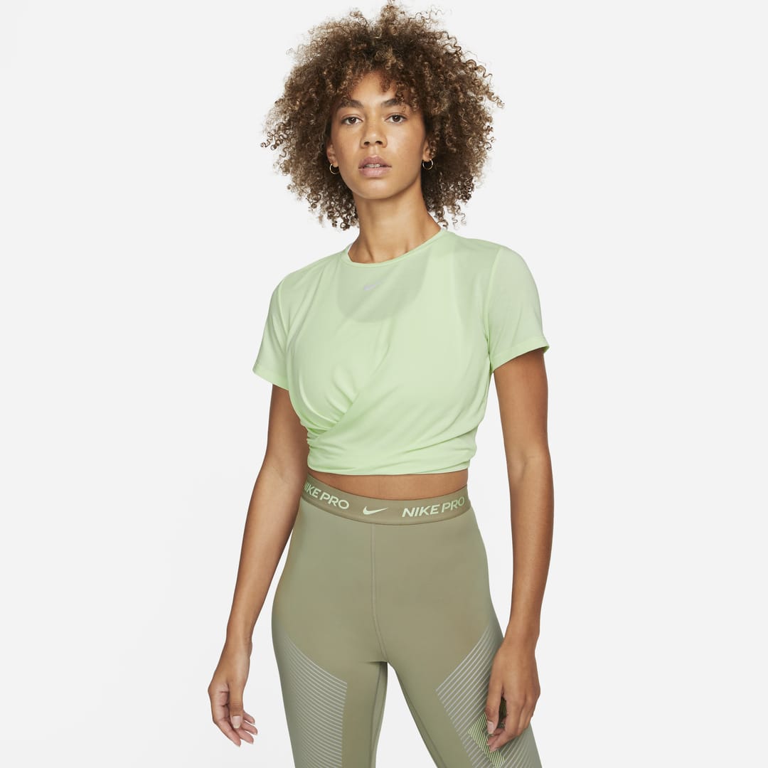 Nike Dri-fit One Luxe Women's Twist Standard Fit Short-sleeve Top In Lime Ice