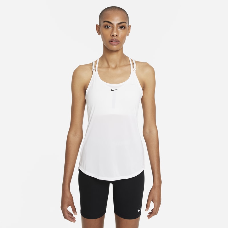 Damska koszulka bez rękawów o standardowym kroju Nike Dri-FIT One Elastika - Biel
