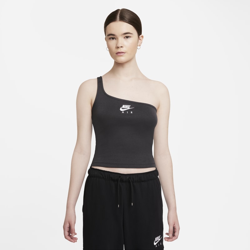 Damska asymetryczna koszulka bez rękawów Nike Air - Szary