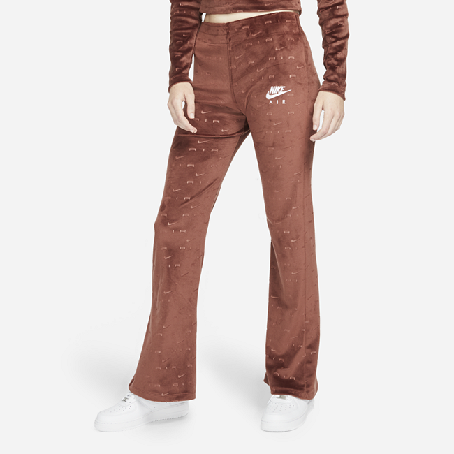фото Женские брюки из велюра со средней посадкой nike air - коричневый