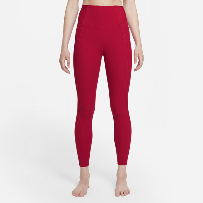 фото Женские слегка укороченные леггинсы из ткани infinalon с высокой посадкой nike yoga luxe dri-fit - красный