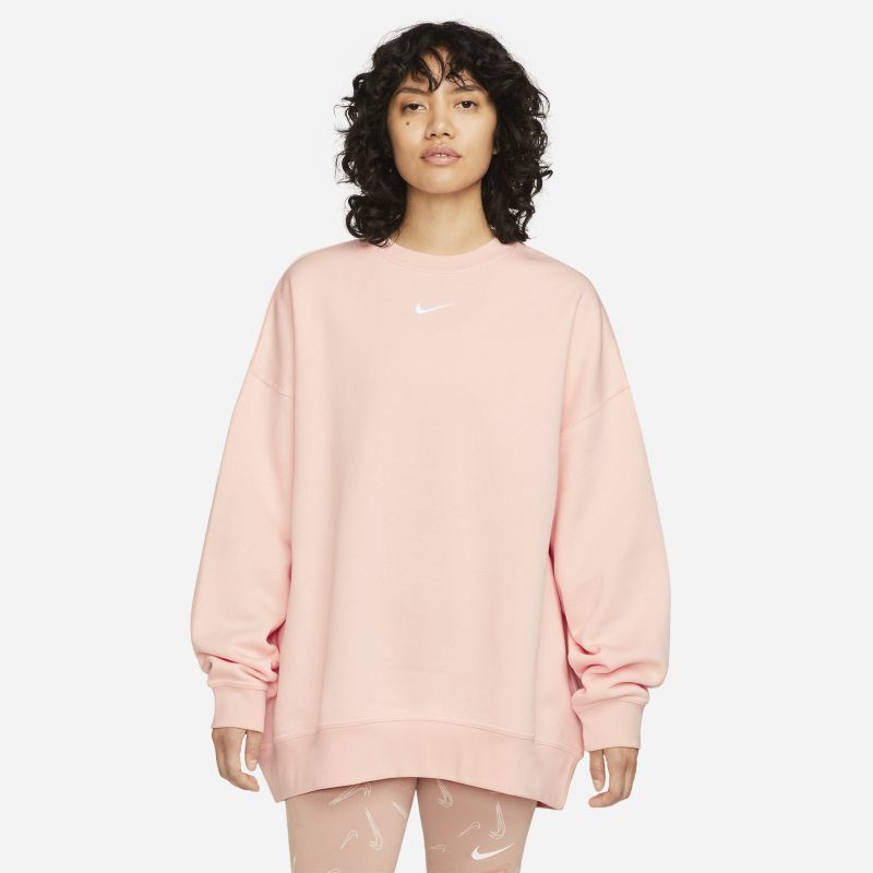 Bluza dresowa z dzianiny o dodatkowo powiększonym kroju z półokrągłym dekoltem Nike Sportswear Collection Essentials - Różowy