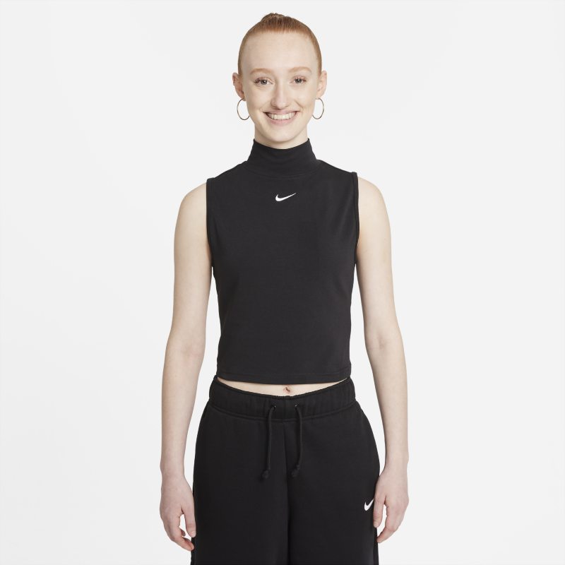 Damska koszulka bez rękawów z półgolfem Nike Sportswear Collection Essentials - Czerń
