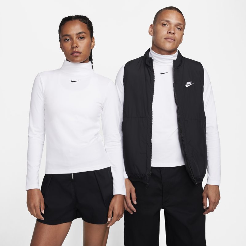 Damska koszulka z długim rękawem i półgolfem Nike Sportswear Collection Essentials - Biel