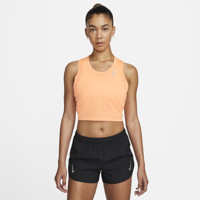 Damska krótka koszulka bez rękawów do biegania Nike Dri-FIT Race - Pomarańczowy