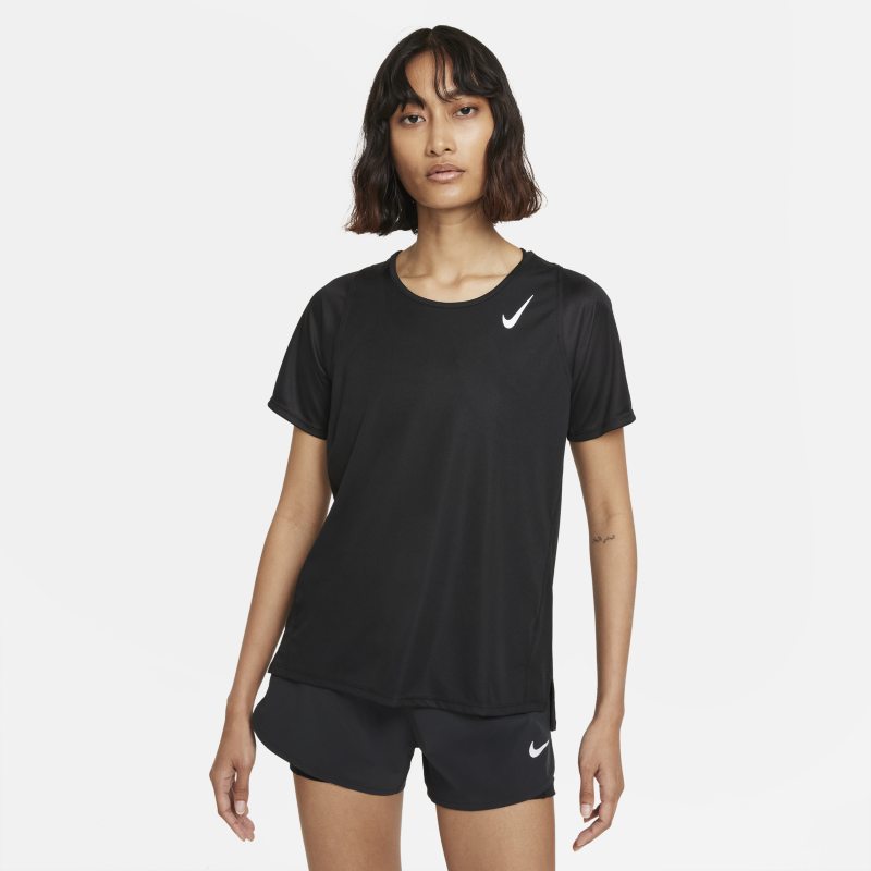 Damska koszulka do biegania z krótkim rękawem Nike Dri-FIT Race - Czerń
