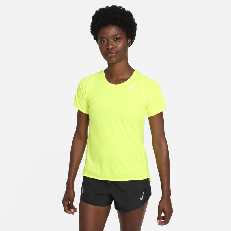Damska koszulka do biegania z krótkim rękawem Nike Dri-FIT Race - Żółć