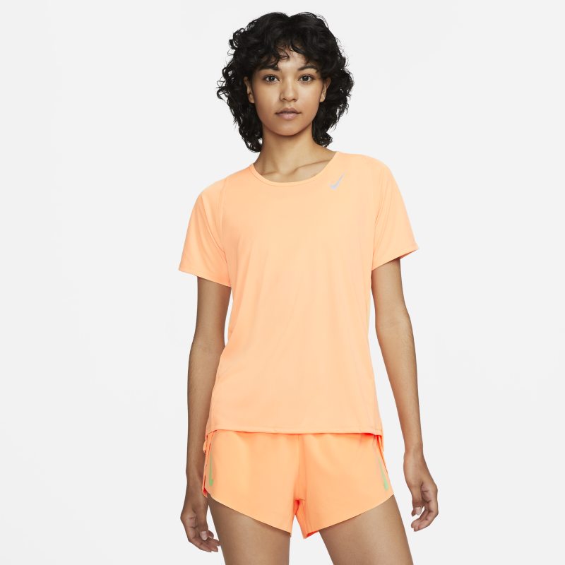 Damska koszulka do biegania z krótkim rękawem Nike Dri-FIT Race - Pomarańczowy