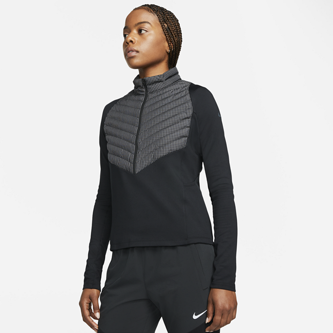 фото Женская беговая куртка с гибридной конструкцией nike therma-fit run division - черный