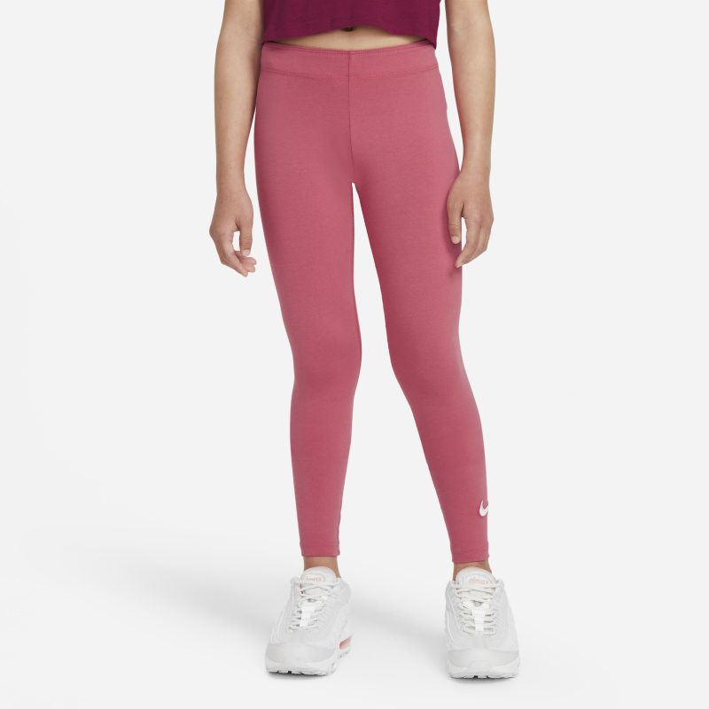 Legginsy dla dużych dzieci (dziewcząt) z logo Swoosh Nike Sportswear Favorites - Różowy