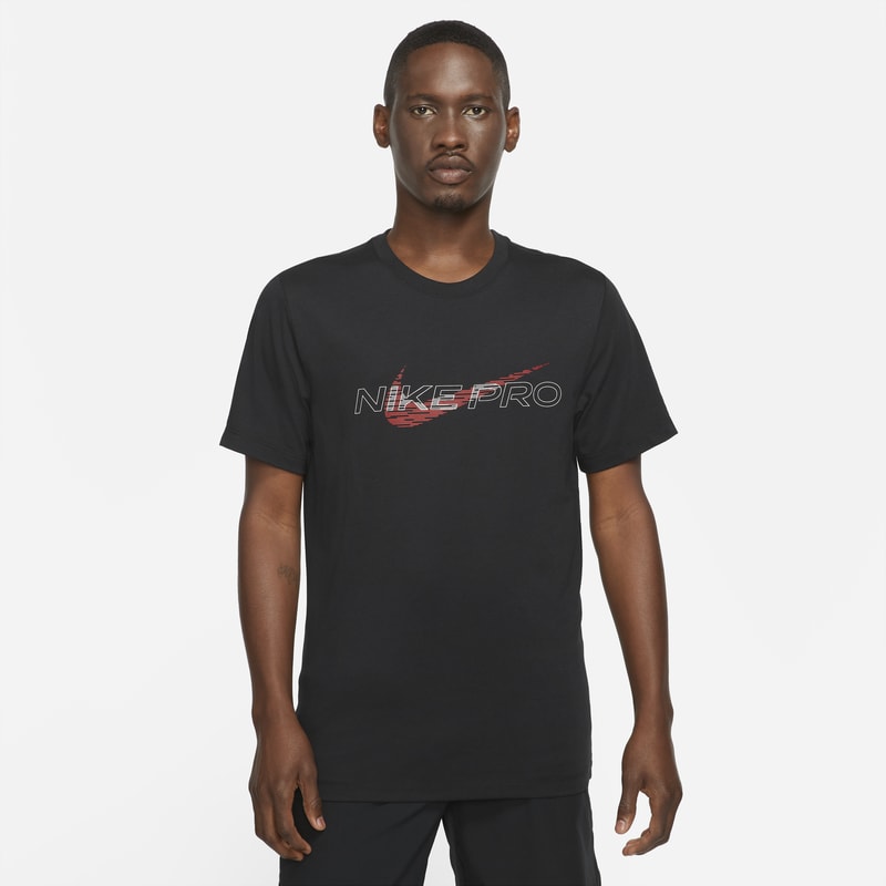Męski T-shirt z nadrukiem Nike Pro Dri-FIT - Czerń